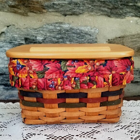 VTG Longaberger 2004 Shades of Autumn Recipe Basket Combo Fall Foliage Liner Lid - Picture 5 of 12